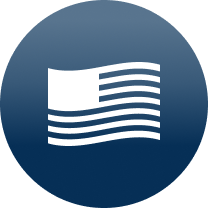 White flag icon on a blue circular background