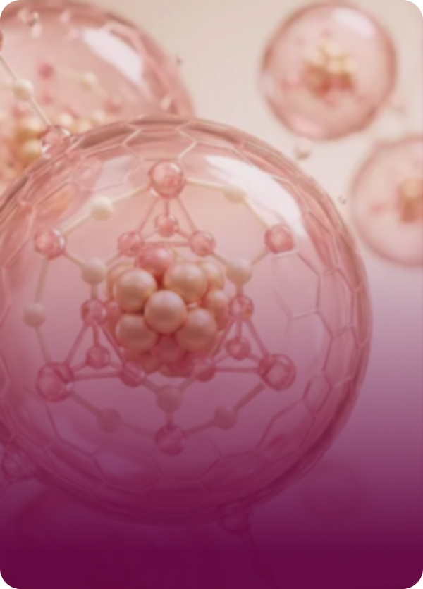 Close-up of a pink molecular model with a soft focus background