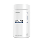 Supplement container labeled 'Lipo NR' by Renue on a white background