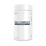 A white cylindrical supplement bottle labeled 'BENUE NAD+ COMPLETE' on a plain white background.