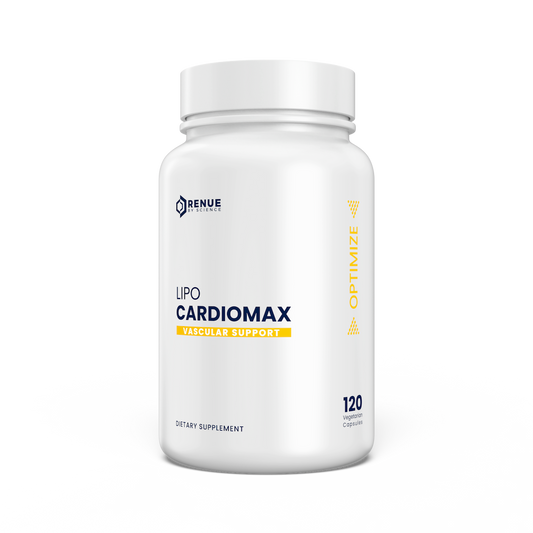 Supplement bottle labeled 'Lipo Cardiomax' on a white background
