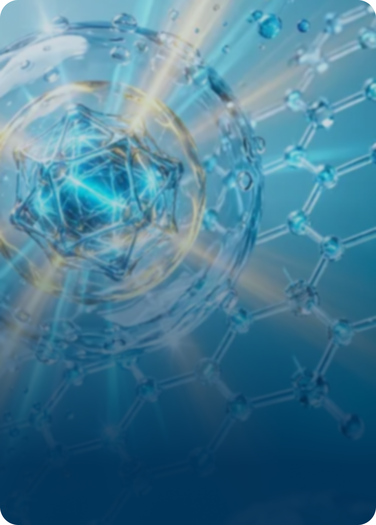 Molecular structure with a blue background