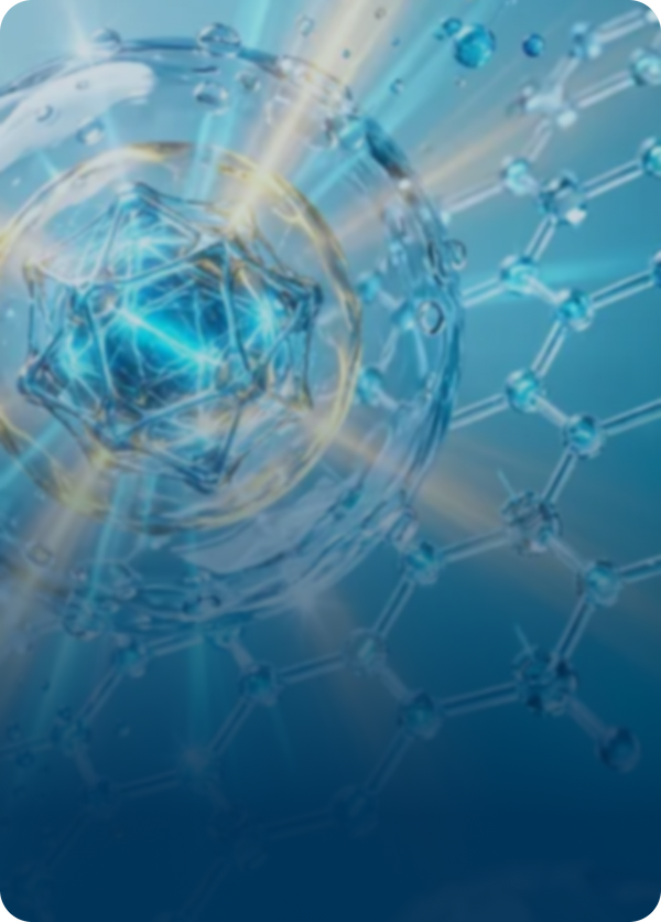 Molecular structure with a blue background
