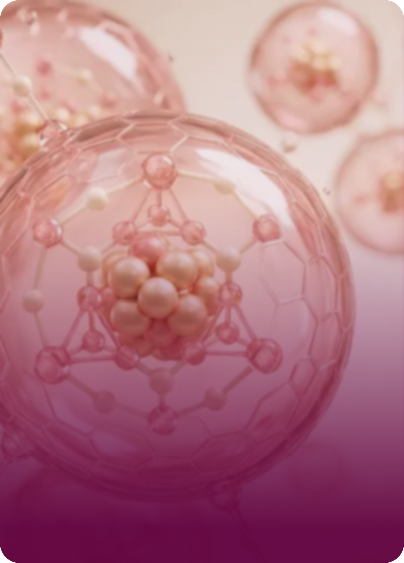 Close-up of a pink molecular model with a soft focus background